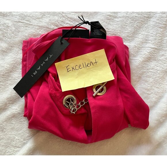 Tahari Womens Pink Short-Sleeve Keyhole Neck Top Medium Stretch Lightweight New - Picture 8 of 8